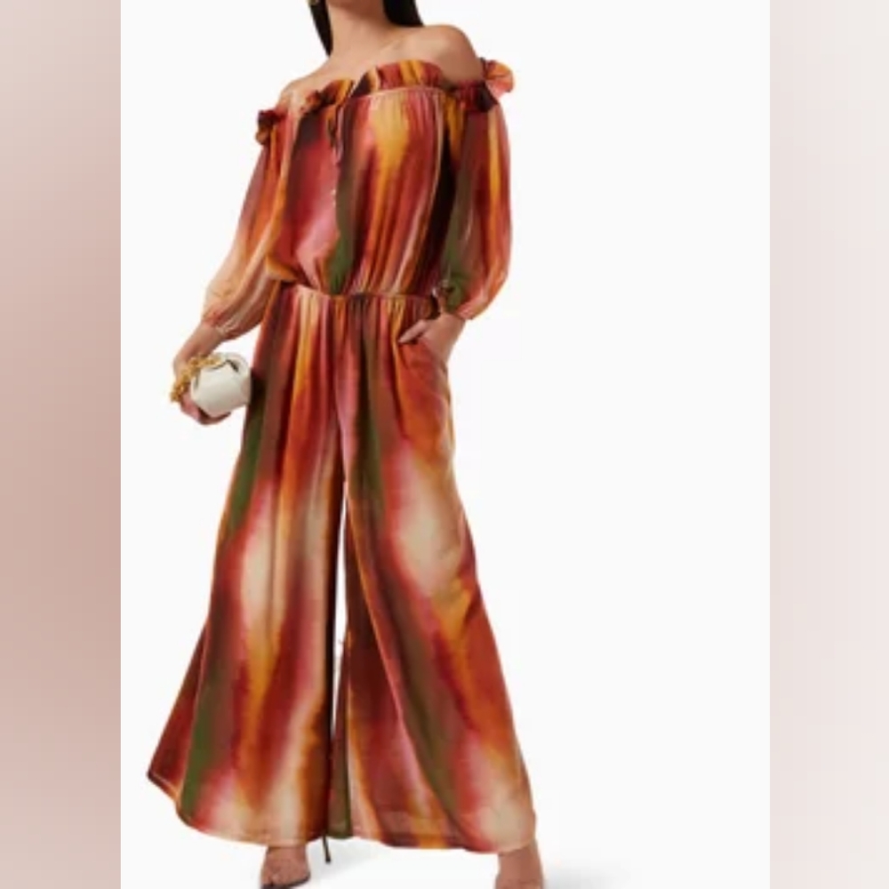 MISA Off The Shoulder Oversized Jumpsuit/Orange Ombre